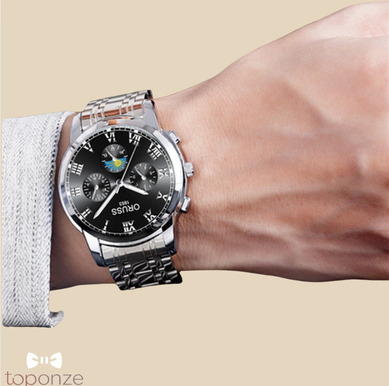 Relógio ORUSS 1853 — Luxo Clássico em Aço Preto