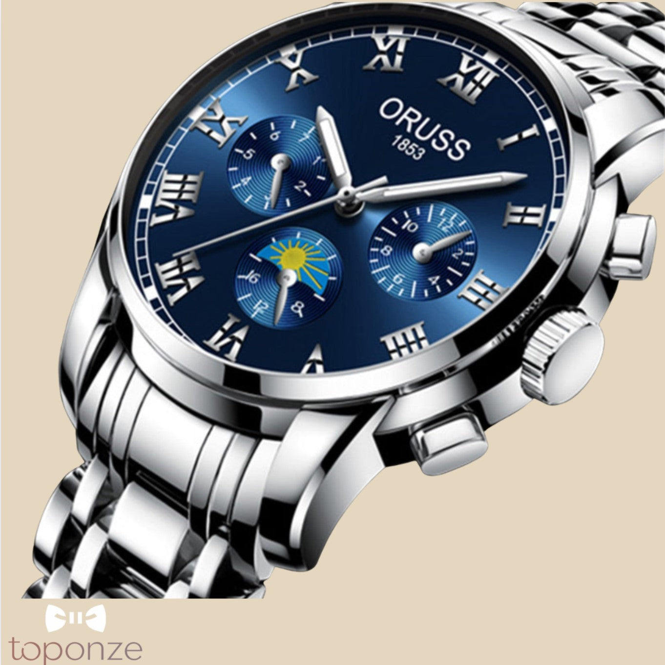 Relógio ORUSS 1853 — Luxo Clássico em Aço Preto