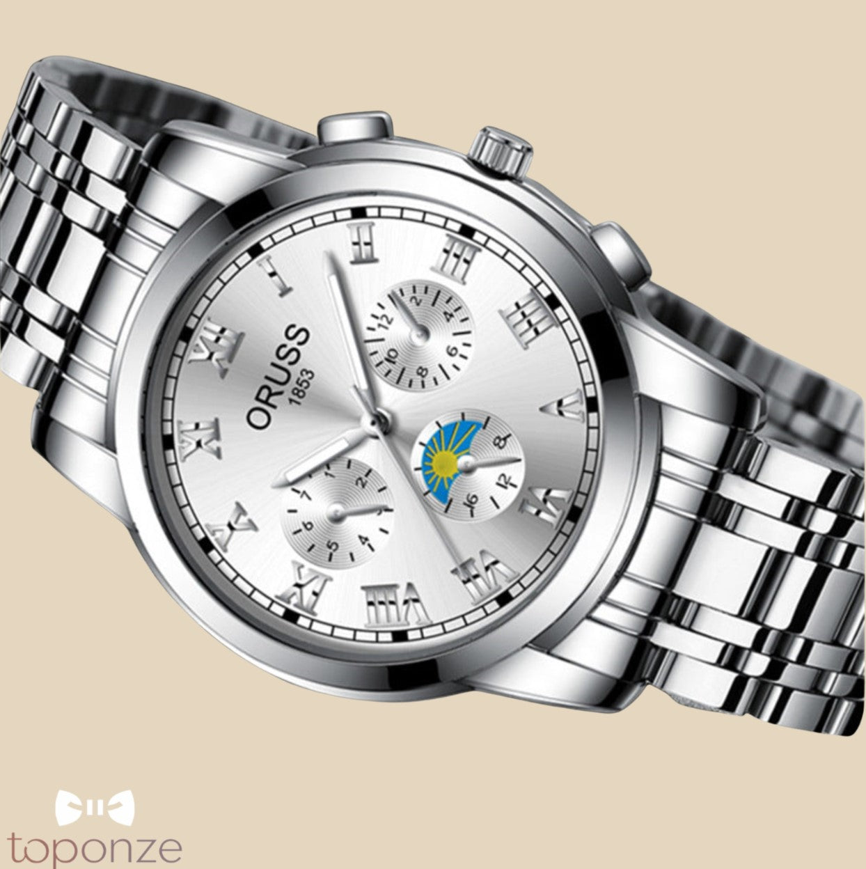Relógio ORUSS 1853 — Luxo Clássico em Aço Preto