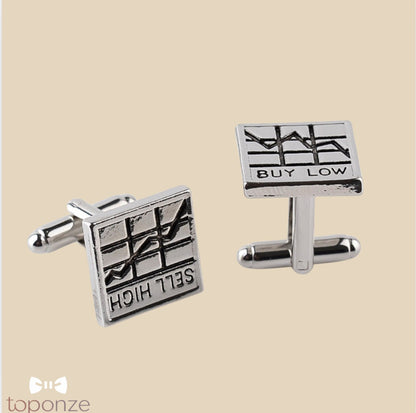 Botões de Punho “Buy Low, Sell High” — Estilo para Investidores