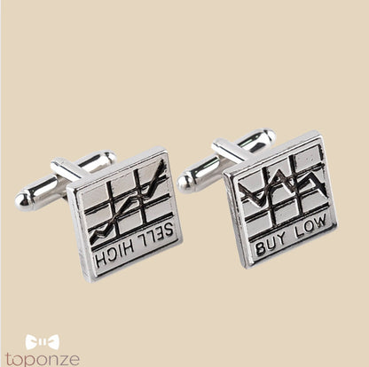 Botões de Punho “Buy Low, Sell High” — Estilo para Investidores