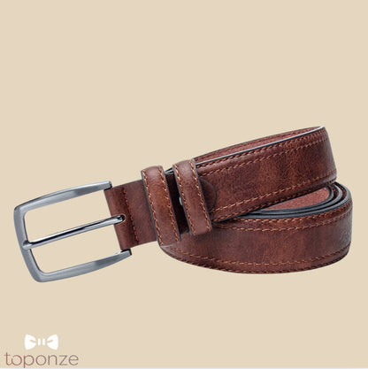 Cinto Masculino Clássico em Pele Sintética – Fivela Metálica Premium