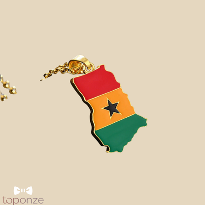 Colar Bandeira de Gana — Orgulho e Identidade em Dourado